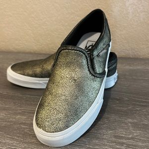 Vans Asher Metallic Gold Slip On Sneaker Size 6